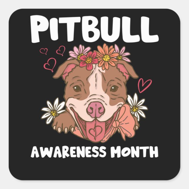 Sticker Carré Mois de sensibilisation Pitbull Amour Pitbull (Devant)