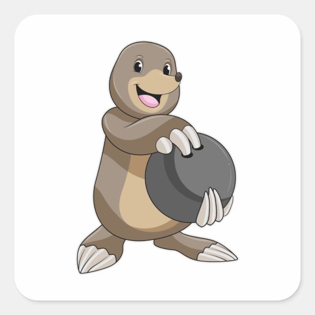 Sticker Carré Mole à Bowling avec Bowling balle (Devant)