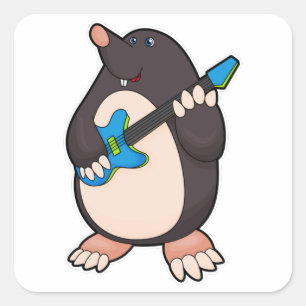 Sticker Carré Mole à la musique avec guitare