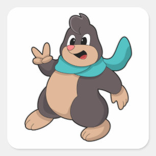 Sticker Carré Mole avec Écharpe