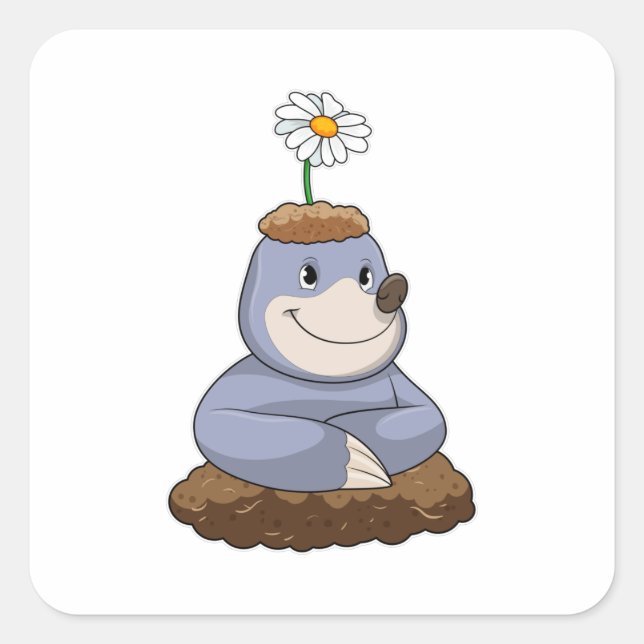 Sticker Carré Mole avec Fleur marguerite (Devant)