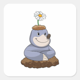 Sticker Carré Mole avec Fleur marguerite