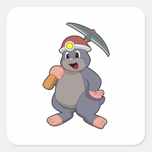 Sticker Carré Mole avec Pickaxe (Devant)