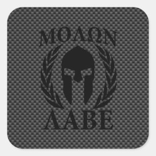 Sticker Carré Molon Labe Warriors Laurels sur le carbone noir