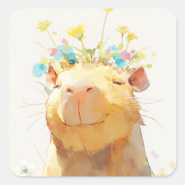 Sticker Carré Moment Zen du Capybara (Devant)
