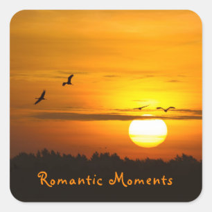 Sticker Carré Moments romantiques Grues au lever du soleil photo