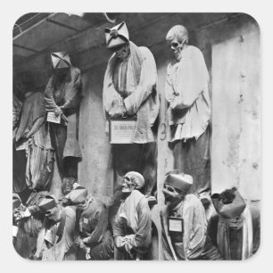 Sticker Carré momies de catacombes à Palerme, Italie