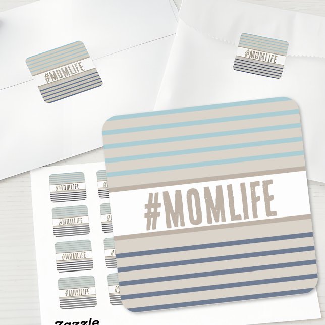 Sticker Carré Momlife bleu turquoise et beige (stickers for mom)
