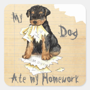 Sticker Carré Mon Airedale A Mangé Mes Devoirs