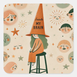 Sticker Carré Mon cerveau à l'intérieur de l'illustration