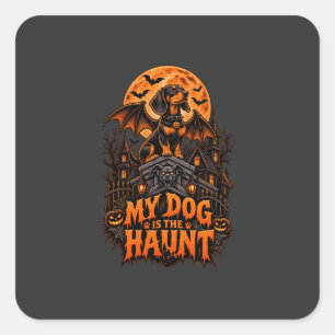 Sticker Carré Mon chien est le fantôme Dachshund Halloween ailes