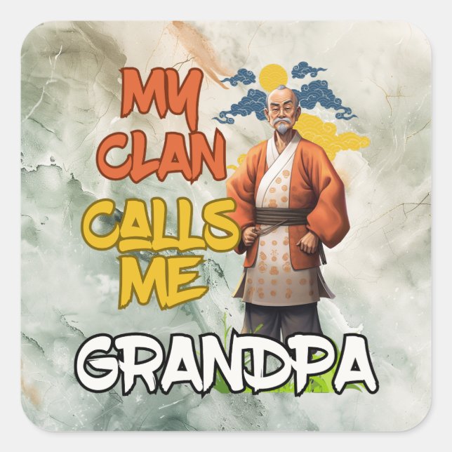 Sticker Carré Mon Clan M'Appelle Grand-Père - Fête des pères (Devant)