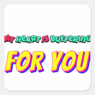 Sticker Carré Mon cœur tamponne pour vous – Amour numérique