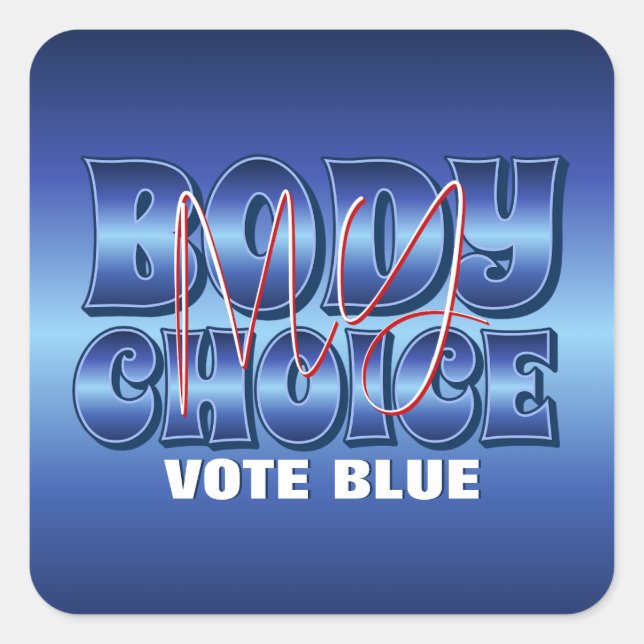 Sticker Carré Mon corps Mon choix bleu (Devant)