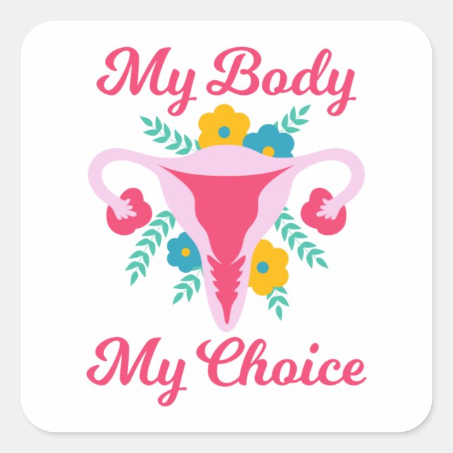Sticker Carré Mon corps Mon choix Uterus Finger Pro Choice Femme (Devant)