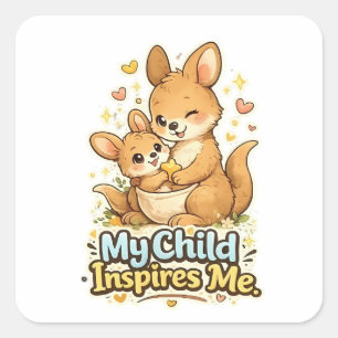 Sticker Carré Mon enfant m'inspire – Kangourou parent fier