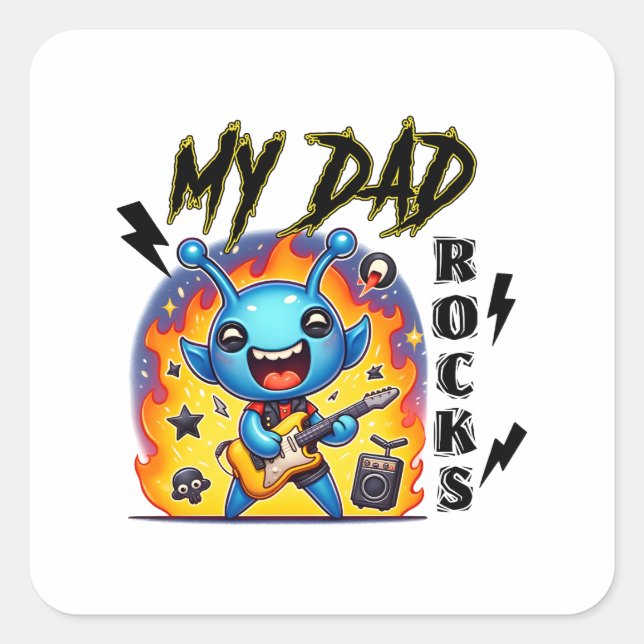 Sticker Carré Mon père Rocks (Devant)