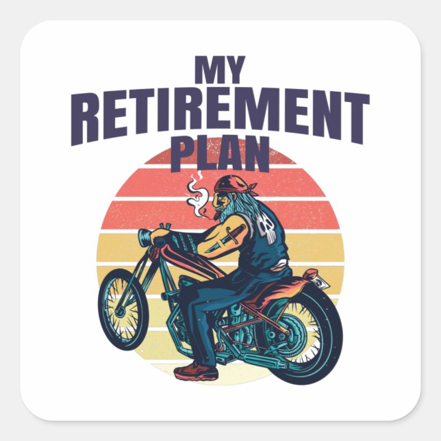 Sticker Carré Mon plan de retraite moto (Devant)