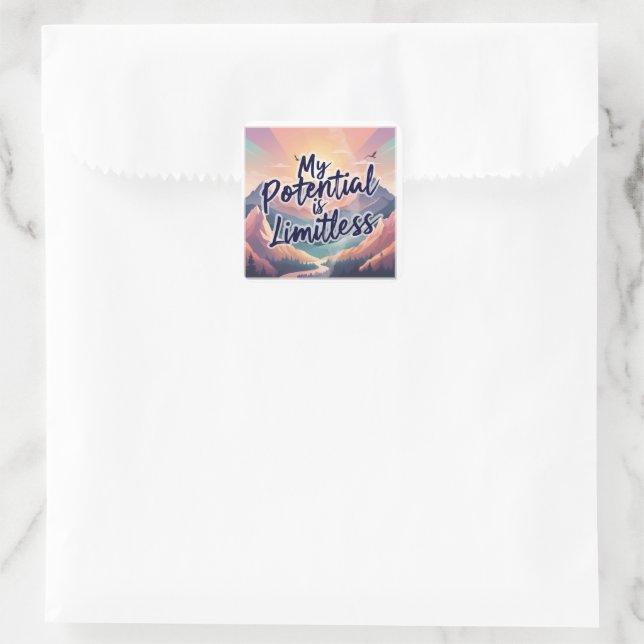 Sticker Carré Mon Potentiel Est Une Affirmation Positive Sans Li (Sac)