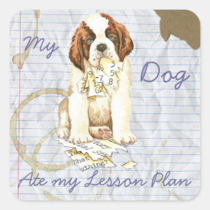 Sticker Carré Mon Saint Bernard a mangé mon plan de leçon