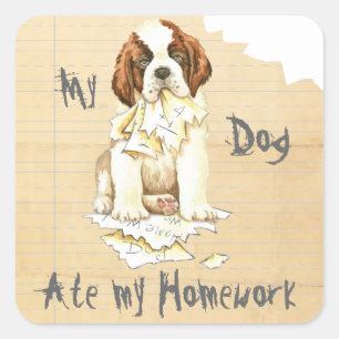 Sticker Carré Mon St Bernard a mangé mon travail
