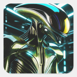 Sticker Carré Mon type préféré d'alien est le bio-mécanique al