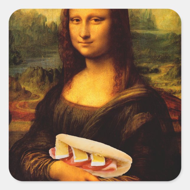Sticker Carré Mona Lisa aime Paninis (Devant)