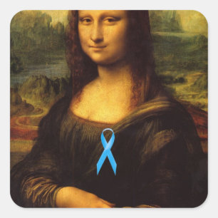 Sticker Carré Mona Lisa Au Ruban Bleu