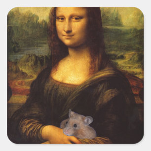 Sticker Carré Mona Lisa Avec Hamster