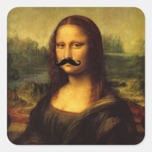 Sticker Carré Mona Lisa Avec Moustache