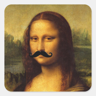Sticker Carré Mona Lisa Avec Moustache