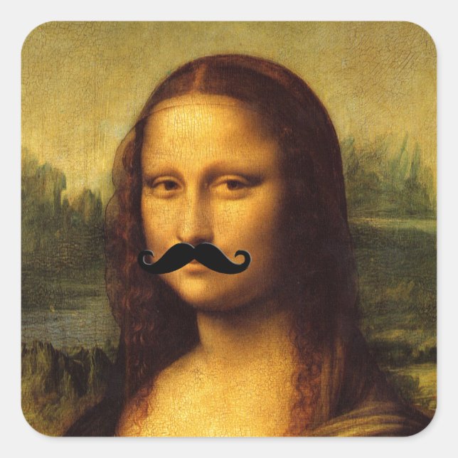 Sticker Carré Mona Lisa Avec Moustache (Devant)