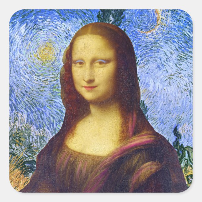 Sticker Carré Mona Lisa et Van Gogh (Devant)