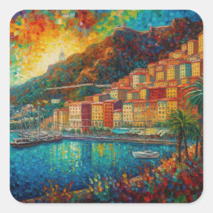 Sticker Carré Monaco, Monte-Carlo Bay en style van Gogh