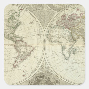 Sticker Carré Monde composé ou globe terraqueous