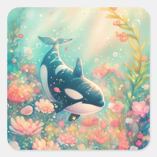 Sticker Carré Monde Floral d'Orca (Devant)