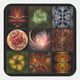 Sticker Carré Monde fractal