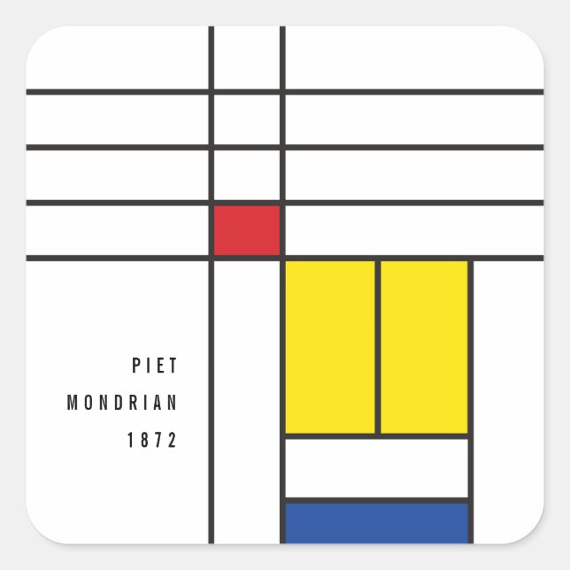 Sticker Carré Mondrian II Minimum De Stijl Modern Art Design (Devant)