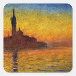 Sticker Carré Monet Coucher de soleil Venise Coloré Impressionni