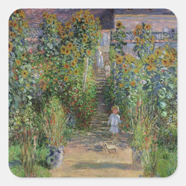 Sticker Carré Monet Garden Vetheuil Impressionim Peinture (Devant)