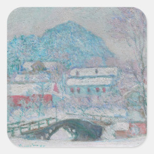 Sticker Carré Monet - Norvège, village de Sandviken sous la neig