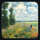 Sticker Carré Monet - Poppy Field, Argenteuil,<br><div class="desc">Claude Monet 1875 peinture,  Poppy Field,  Argenteuil,  best seller</div>