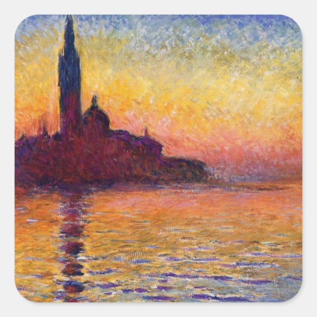 Sticker Carré Monet - San Giorgio Maggiore à Dusk, (Devant)