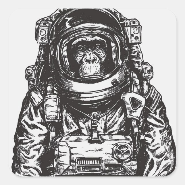 Sticker Carré Monkey Astronaut (Devant)