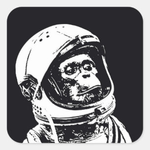 Sticker Carré Monkey astronaute