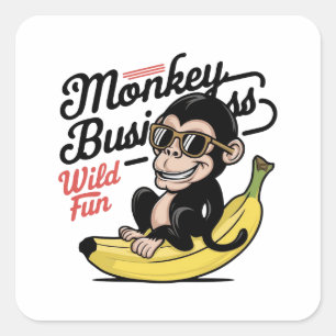 Sticker Carré Monkey Business, Fun sauvage