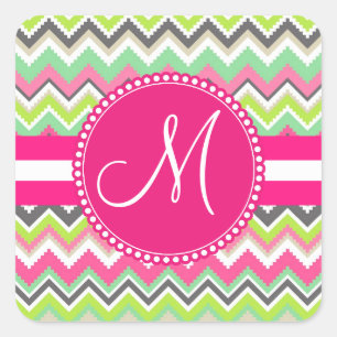 Sticker Carré Monogram Aztec Andes Tribal Mountains Chevron