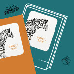 Sticker Carré Monogram Black and White Jaguar Bookplate<br><div class="desc">Keep your books safe with a personalised bookplate. Powerful,  majestic and elusive the mighty jaguar is a magnificent animal. This black and white jaguar illustration is the perfect design for big cat lovers.</div>