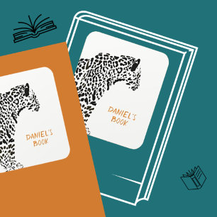Sticker Carré Monogram Black and White Jaguar Bookplate