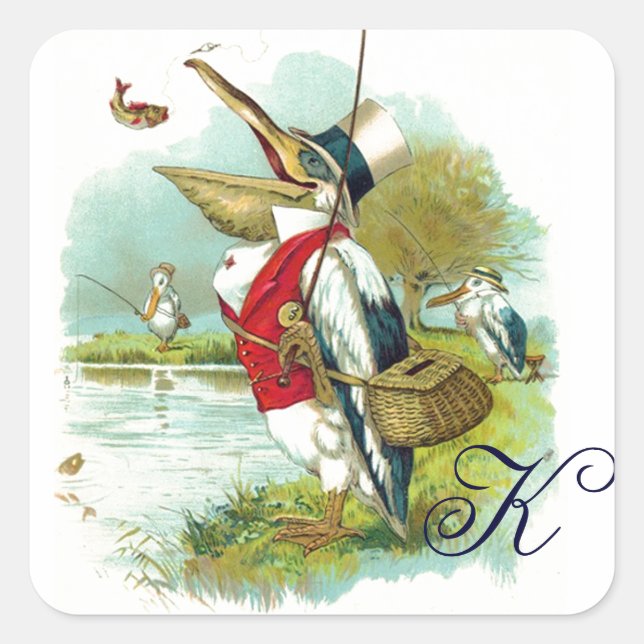 STICKER CARRÉ MONOGRAM DE LA PÊCHE M. PELICAN (Devant)